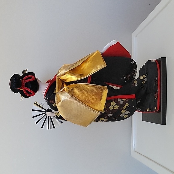 12 inch Japanese Geisha Figurine, Handmade Kimono - Picture 3 of 4
